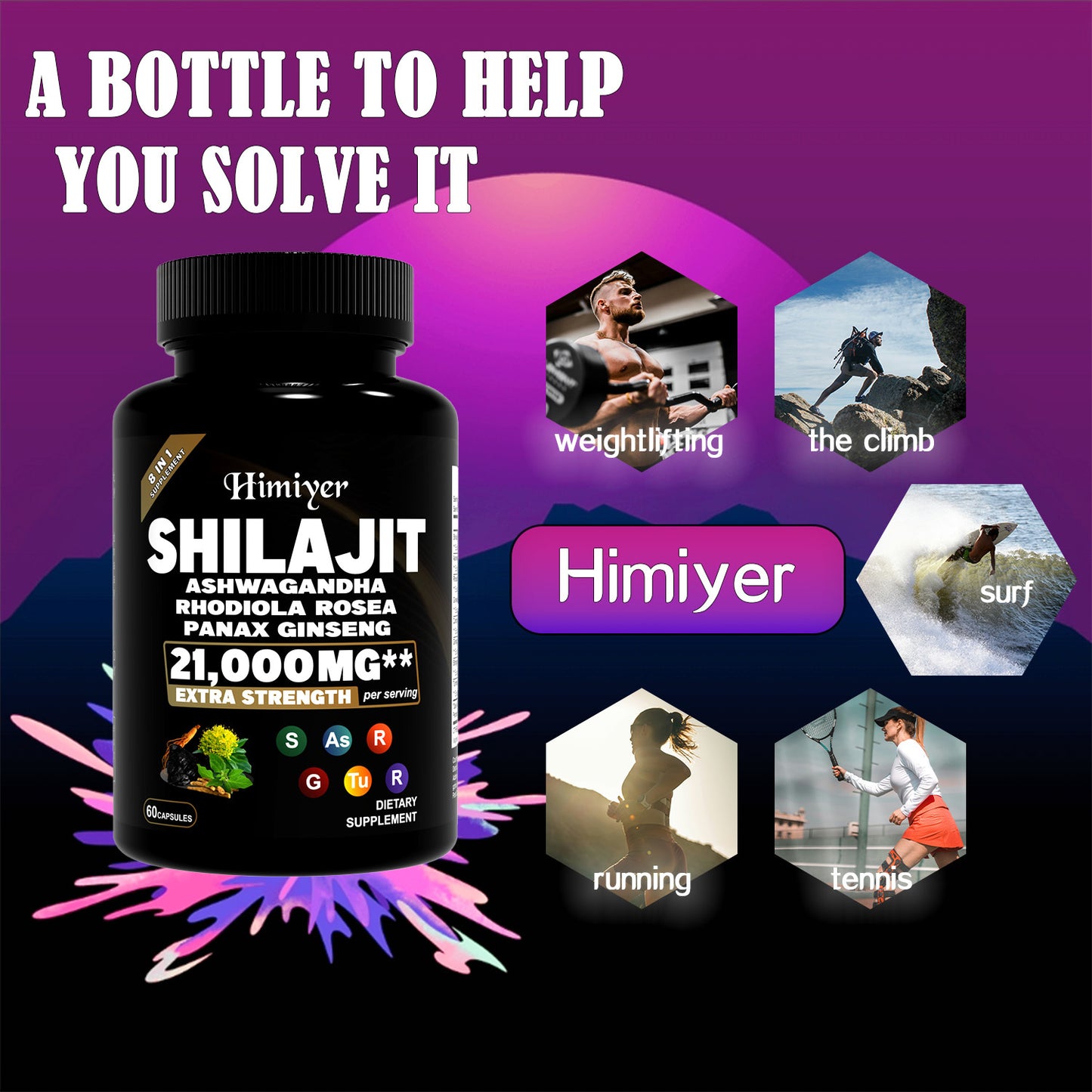 SHILAJIT ASHWAGANDHA RHODIOLA ROSEAPANAX GINSENG 21,000MG